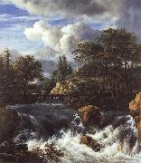 Jacob van Ruisdael A Waterfall in a Rocky Landscape oil painting reproduction